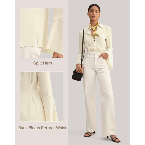 Lily Silk Prunella Button Down Blouse Shirt in Cream Ivory Size Small - Picture 10 of 10